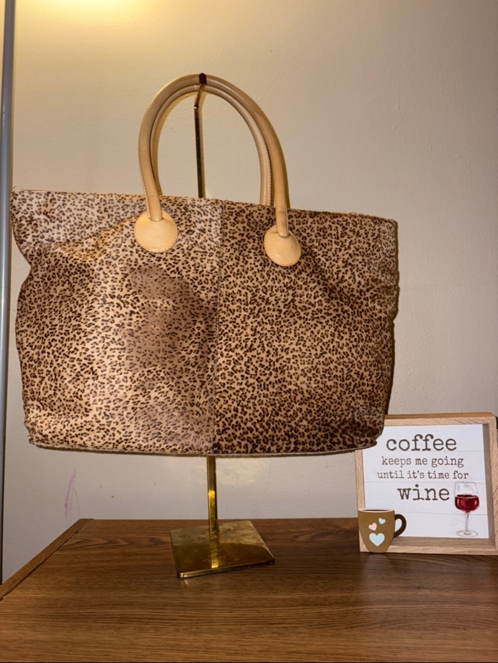 Bottega veneta 24” across large pony hair tote leopard print
